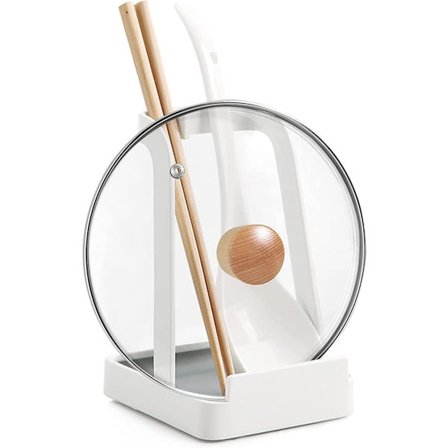 Multifunktionel Grydelåg- og Køkkenskeholder - Stål Grydelåg Holder