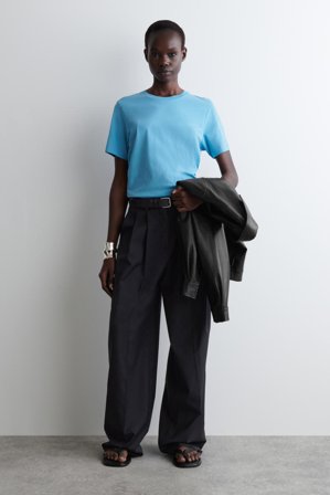 COS Women's T-Shirt Girocollo In Cotone in Blu