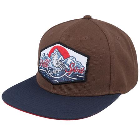 Wild Spirit - Brun snapback Caps - Bird & Mountains Patch Brown/Navy/Red Snapback @ Hatstore