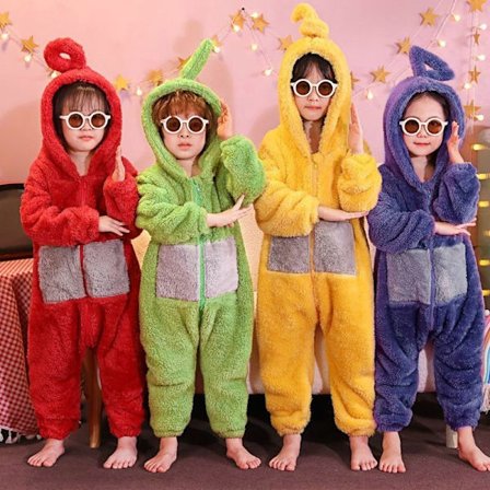 Teletubbies Onesie Pyjamas Barn tykk korallfleece Gul