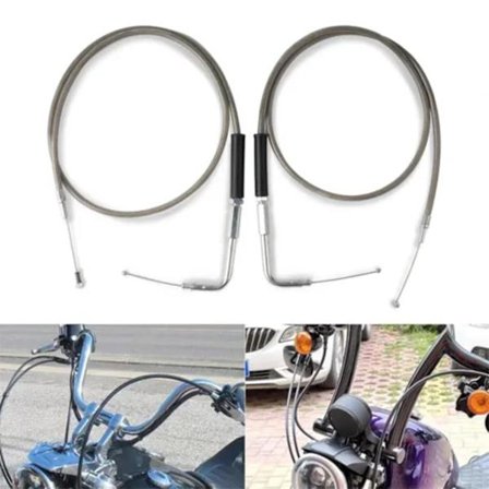 Rustfrit stål gashåndtag og tomgangskabel sæt passer til Harley Davidson 42" 56579-02A