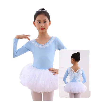 Tyttöjen balettitrikoo pitkähihainen tanssi tutu-mekko