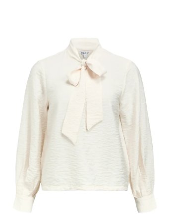Objjacira L/S Re Bow Shirt Noos Cream Object