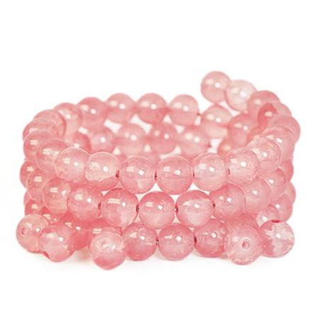 Imitationskvarts, 8mm Krackelerade Runda Pärlor, Rosa, 40g (ca 5 Rosa