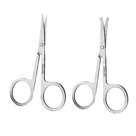 2 st små saxar, handtag med komfortgrepp, set för trimning av ansiktshår, ögonbryn, näshår