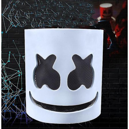 Højt Halloween Lysende Hoveddækning Led Lys Op Cosplay Dj Marshmello Hovedbeklædning Glødende Neon Musikfestival Maske Rave Party Rekvisitter (Ikke 