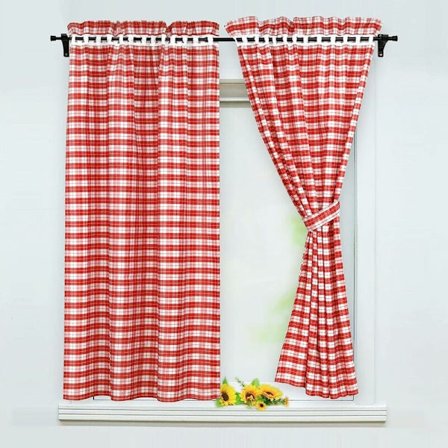 Sæt med 2 mørklægningsgardiner med 2 slips i landhusstil