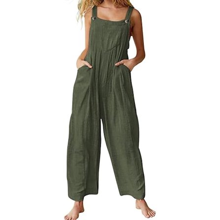 Afslappede jumpsuits til kvinder, baggy rompers, justerbare stropper, overalls med brede ben og lomme PQ2
