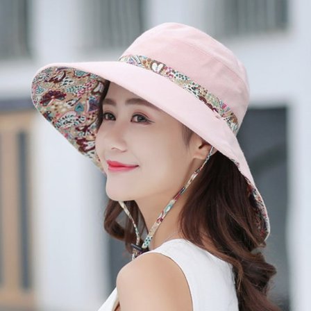 Puder (med smink) Dam Solhattar Justerbar Bomull Bred Br