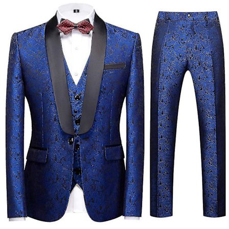 Schan Herr 3-delade kostymer Sjal Lapel Enknapps Smoking Blazer Västbyxor Set För Bröllop