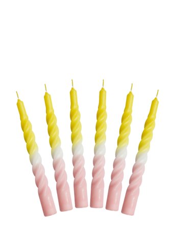 Twisted Candles, 6 Piece Box, Multi Colored Patterned Kunstindustrien