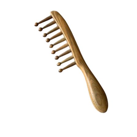 Sandeltræ 9-Tands Meridian Massage Kam - Hårvækst Hovedbundsmassage & FaciaI/Kropsafslapningsværktøj, 7,9" Naturlig Trækam til Mig