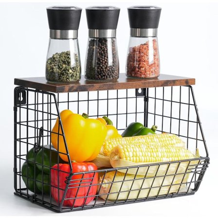 Veggmontert fruktkurv (30*15,5*21,6 cm), stablebar vegg