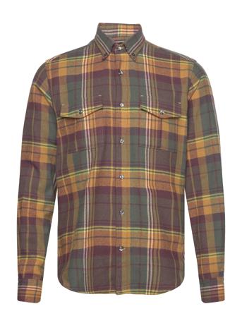 Straight Fit Bd Plaid Twill Skjorte Uformell Kakigrønn Oscar Jacobson*Betinget Tilbud