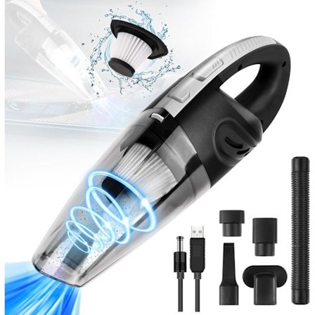 Handhållen dammsugare sladdlös, 4500 Pa bärbar handhållen dammsugare, 120W USB-laddningsbar bilsugare, lätt våt- och torrdammsugare, bilsugare för kit