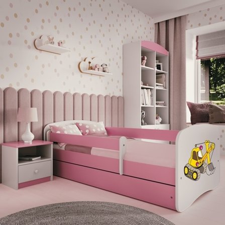 Kocot Kids Barnsäng - Babydreams Rosa - Digger 140x70 Cm - Litenleker