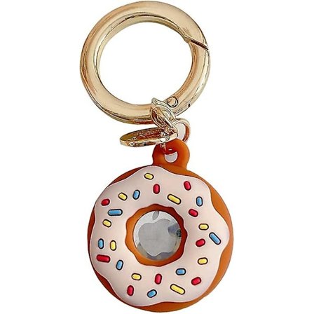 3D Mode Sød Chokolade Donuts Dessert Silikone Cover Til Apple Airtag Etui Med Nøglering Holder Anti-tab Stødsikkert Beskyttelsescover Til Airt