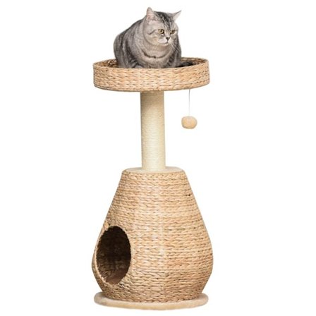 Kissanpuun Raapiminen Kissanpennun Kalusteet Cat Cave Ball Lelulla Sisal Pehmeä Pehmo Keltainen Korkeus 82,5Cm