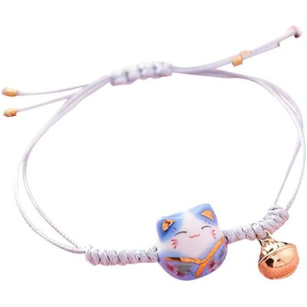 Onnenamuletti Punottu Ranneke Säädettävä Ranneke Kellon Kissan Käden Koristeella Ystäville Naisille Miehille Ystävänpäivä Äitienpäivä Lahja (Sininen)