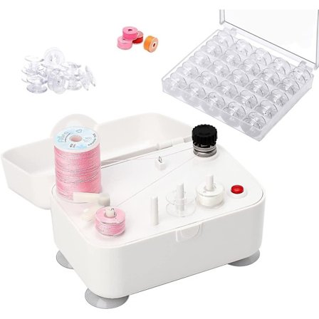 Spolholder til symaskiner Nem at bære Bærbar Automatisk spolvikling Maskine med 25 stk. Plastspoler til syning og håndværk