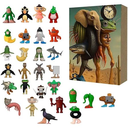 tralalero tralala 2025 Silikone Julekalender, 24 Dages Tung Tung Tung Sahur Figur Nedtællingskalender Kollektion Dekoration Gaver (3D SiR A)