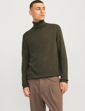 Jack & Jones Jjeemil Knit Roll Neck Noos - Khaki green - XXL