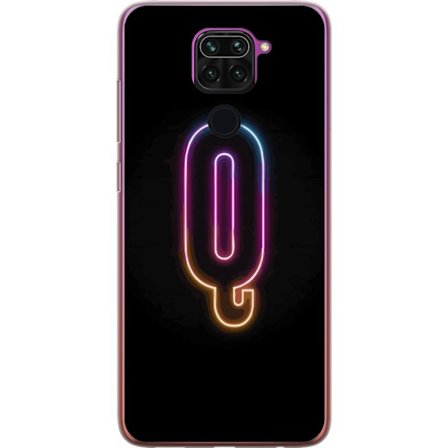 Kompatibelt Mobildeksel til Xiaomi Xiaomi Redmi Note 9 Minimalistisk neonbokstav Q i skinnende farger mot mørk bakgrunn