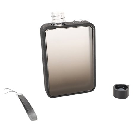 300ml Slank Flat Vannflaske A5 for Utendørs Sport Camping Gym Fitness Gradient Svart