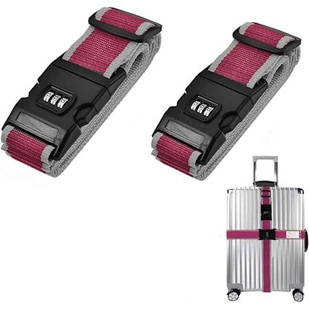 2-pak justerbare bagasjeremmer med kodelås, hurtigutløsning B