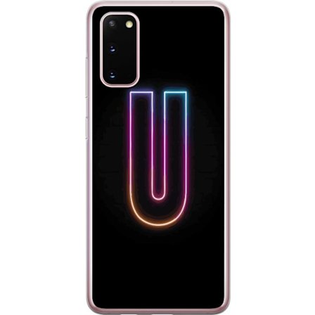 Kompatibel Mobilcover til Samsung Samsung Galaxy S20 Minimalistisk neonbogstav U i farverig lyseffekt mod sort baggrund