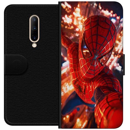 Kompatibelt Plånboksfodral till OnePlus OnePlus 7 Pro Spider Man i intensiv action med gnistrande ljus och dynamiskt perspektiv i filmisk superhjält