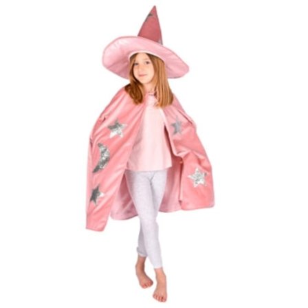 Rosa Cape med Hatt i Satin - Robetoy