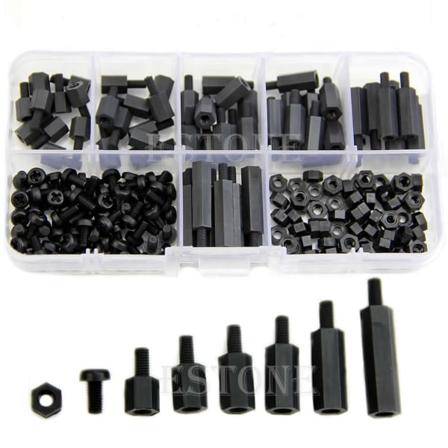 180 stk. M3 Nylon Hex MF afstandsholdere/skruer/møtrikker assorteret sæt, afstandsholder New-WELLNGS