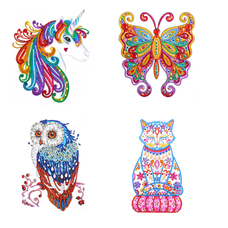 4 st Diamantmålning Dekal Kit för Barn, Måla efter Siffror