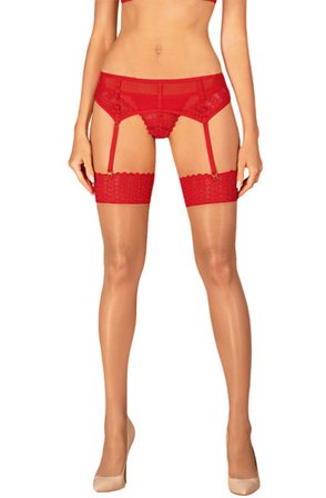 Obsessive Ingridia Stockings Red XL/XXL Strumpbyxor - Blushme.se