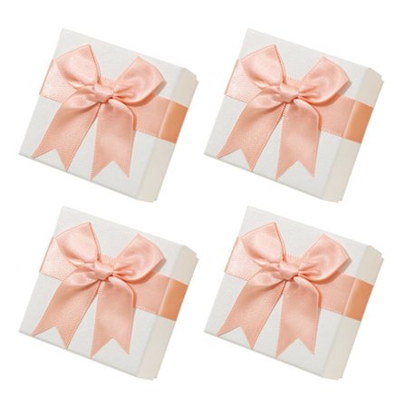4 stk. små gaveæsker til smykker, 7x7x3,5 cm smykke display gaveæsker med sløjfe