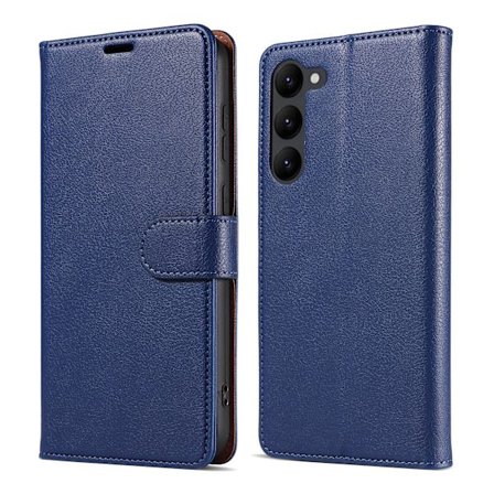 Etui til Samsung Galaxy S25 FE Litchi Tekstur Stødsikkert Læder Pung Etui Blå