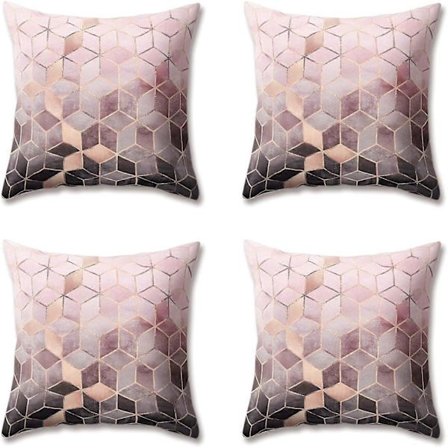 4 kpl pehmeitä plyysityynynpäällisiä geometrisella kuviolla, 45 x 45 cm