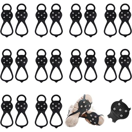 10 Par Universal Skridsikre Griberpigge, Snepigge til Vandring, Pigge til Sko med 5 Knopper Steigeisen, Sne Anti-Skrid, Skogreb Pigge, Pig S