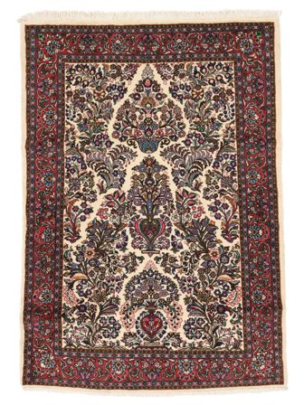 Handgeknüpft Sarough 106X151 Wollteppich Schwarz/Dunkelrot Klein