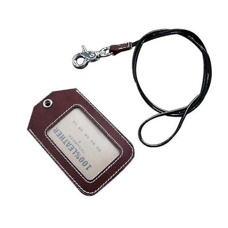 Vertikalt läder ID-kortshållare med halsband