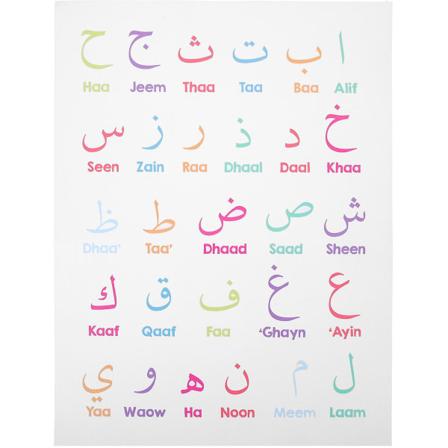 Arabiska alfabetet affisch pedagogisk affisch barnens lärande flip-chart lekrum dekoration (40X30 cm, assorterade färger 2)