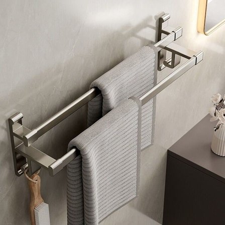 Bad Håndkleholder Hull Dobbel Arm Håndkleholder Bad Dobbeltrom