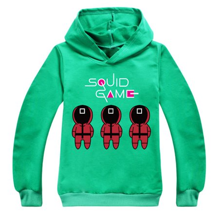 Kids Squid Game Casual Langærmede hætteoverdele Kostume Cosplay marineblå 120 cm
