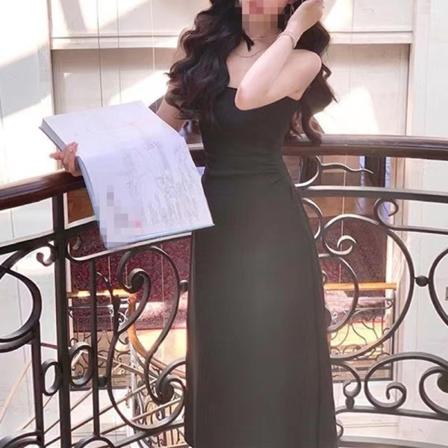 Damklänning Midjetight slimmad Sense of Design Fransk grimkjol Black L