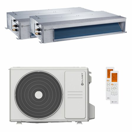 Condizionatore canalizzabile Clivet DUCT 2 dual split 12000+12000 BTU inverter A++ unità esterna 5.3 kW