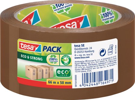 Tesa Packaging Tape 66m x 50mm Eco&Strong brown 58154