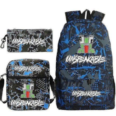 Otalbar student skolväska fritid liten axelväska pennfodral tredelad set