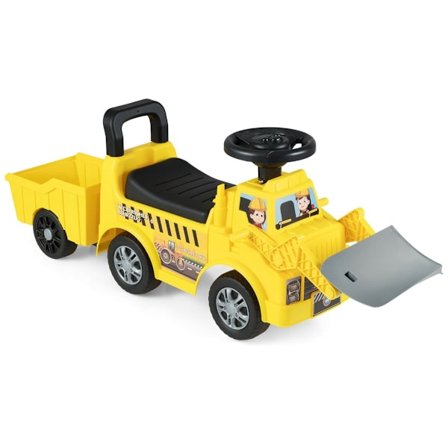 Børnevogn med anhænger og skovl, gul, opbevaring