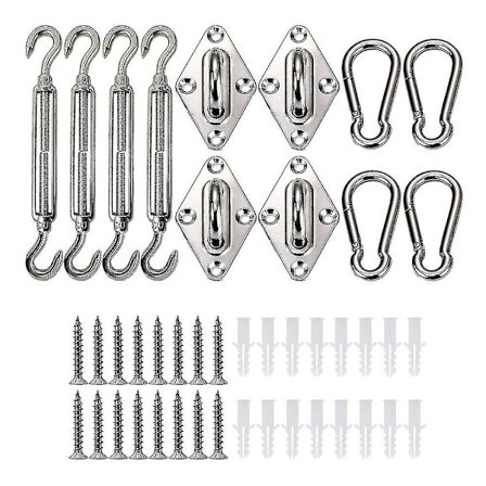 12-osainen aurinkopurjeen lisävarusteiden riippumattokattokiinnike, ruostumaton teräs